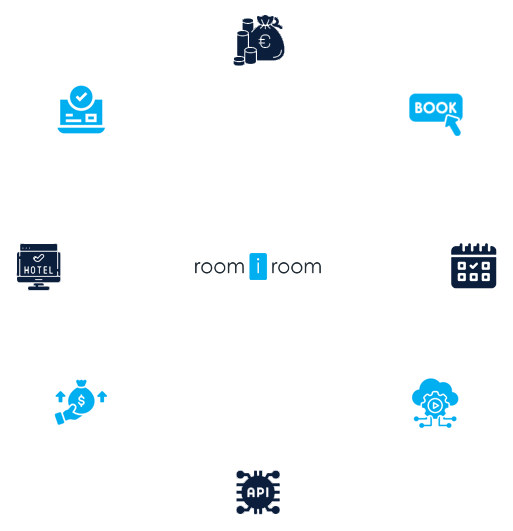 API hub with connected suppliers and buyers illustration